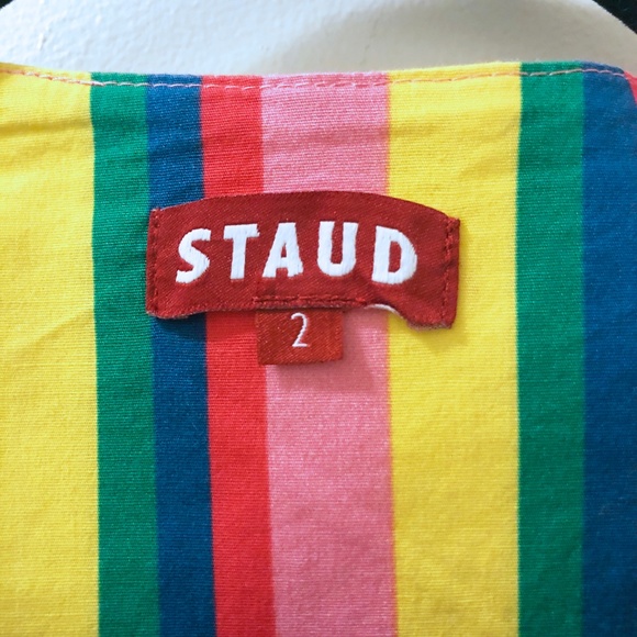 *SOLD* Staud Rainbow Tie-front Striped Poplin Dress - Picture 7 of 8